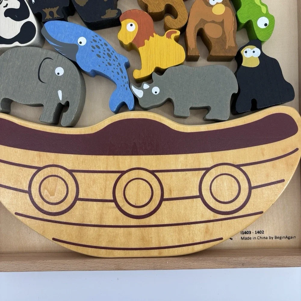 BeginAgain Balance Boat‎ Endangered Animals Game Wooden Motor Play 3+ Complete